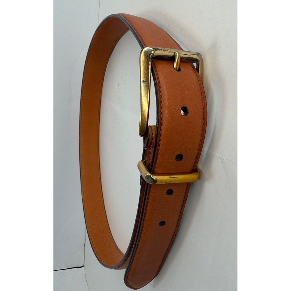Coach 5901 British Tan Full Grain Cowhide Leather Belt Size 34 Brass Buckle